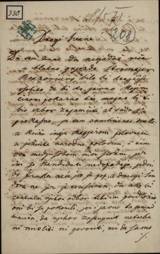 330 | Pismo Eduarda Halpera Ivanu Kukuljeviću
