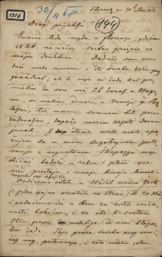1316 | Pismo Ambroza Vranyczanya Ivanu Kukuljeviću