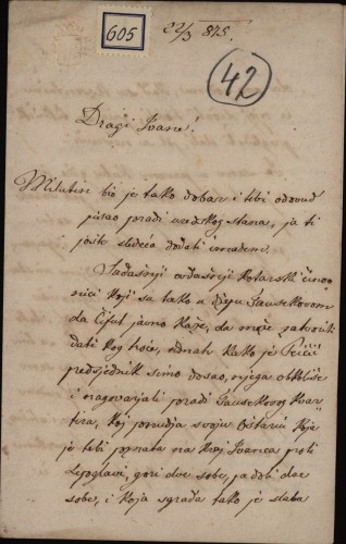 605 | Pismo Ladislava Kukuljevića Ivanu Kukuljeviću