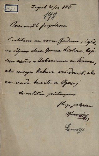 1073 | Pismo V. Somogjia Ivanu Kukuljeviću