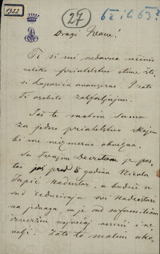 1322 | Pismo Ambroza Vranyczanya Ivanu Kukuljeviću
