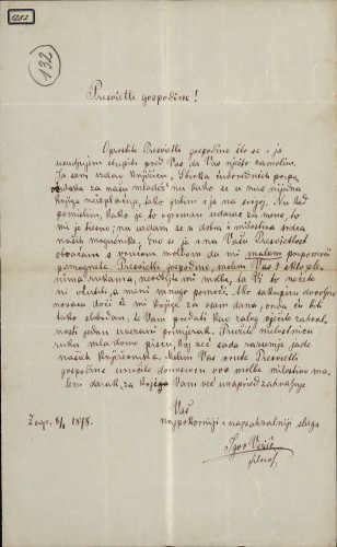 1282 | Pismo Igora Vežića Ivanu Kukuljeviću