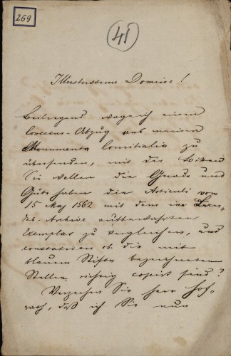 269 | Pismo dr. Vilmoša Fraknoi Ivanu Kukuljeviću