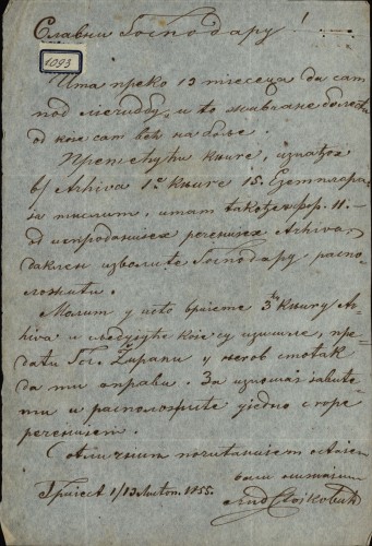 1093 | Pismo Andrije Stojkovića Ivanu Kukuljeviću