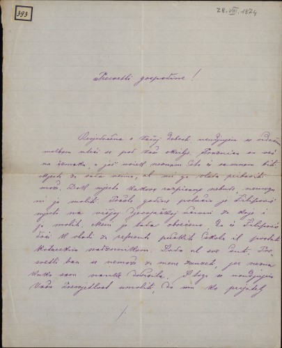 393 | Pismo Marije Jambrišak Ivanu Kukuljeviću