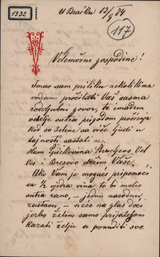 1332 | Pismo Paje Vučetića Ivanu Kukuljeviću