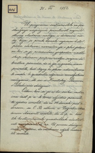 406 | Pismo Josipa Jelačića Ivanu Kukuljeviću
