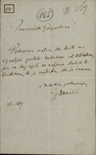 179 | Pismo Đure Daničića Ivanu Kukuljeviću