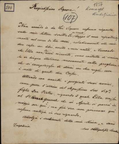 596 | Koncept pisma Ivana Kukuljevića