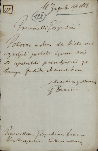 177 | Pismo Đure Daničića Ivanu Kukuljeviću