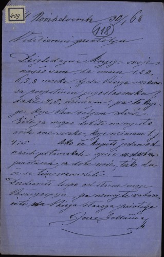 409 | Pismo Jurja Jelačića Ivanu Kukuljevću