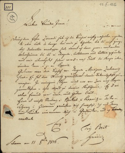 301 | Grivičićevo pismo Ivanu Kukuljeviću